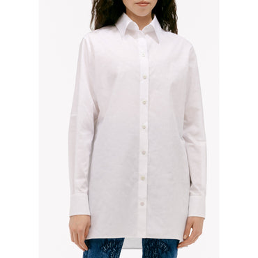 Cotton Poplin Jacquard Blouse - White
