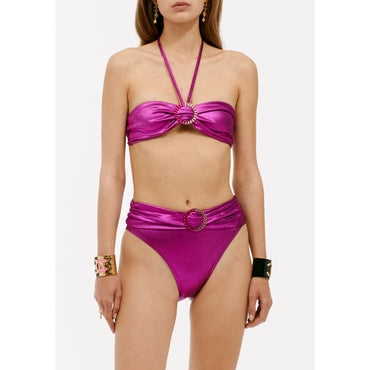 Iridescent Stretch Jersey Swimming Top - Fuchsia