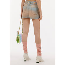 Washed Denim Shorts - Blue/Beige