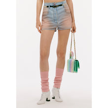Washed Denim Shorts - Blue/Beige