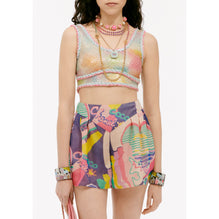 Crepe/Sequins Top - Pink/Yel/Green/Ora/Purple