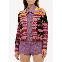 Glittered Cashmere Cardigan - Burgundy/Pink/Yellow