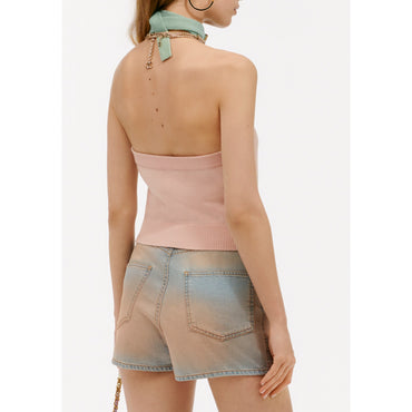 Cashmere 2Ply Knit Top - Pink/ Green