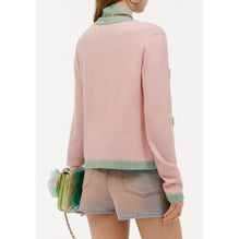 Cashmere 2Ply Cardigan - Pink/ Green
