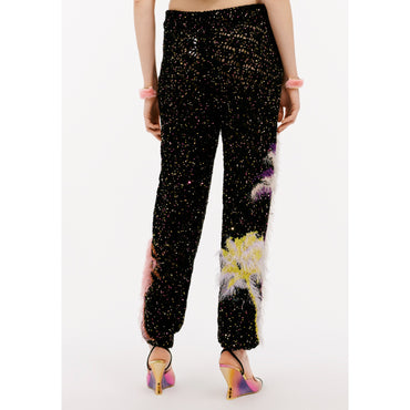 Glittered Wool Pants - Black/Multicolor