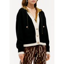 Cashmere/Cotton Cardigan - Black/White