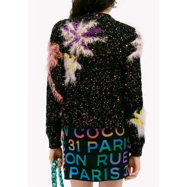 Glittered Wool Cardigan - Black/Multicolor