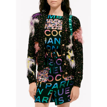 Glittered Wool Cardigan - Black/Multicolor