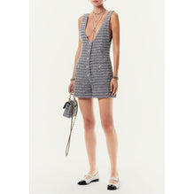 Iridescent Fantasy Tweed Jump Suit - Whi/Bck/Silvery