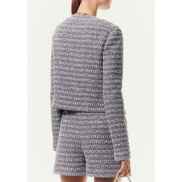 Iridescent Fantasy Tweed Jacket - Whi/Bck/Silvery