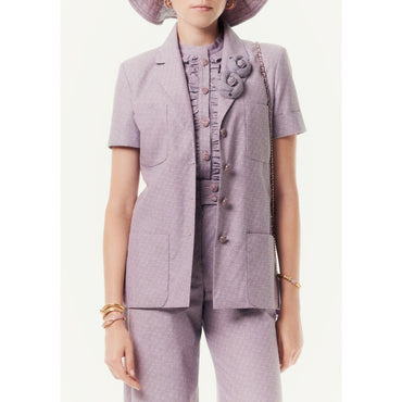 Striped Cotton Canvas Jacket - Pink