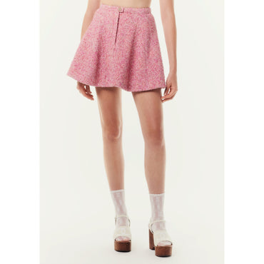 Cotton Fantasy Tweed Skirt - Pink/Ecru