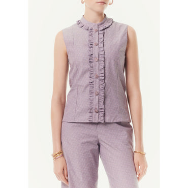 Striped Cotton Canvas Blouse - Pink