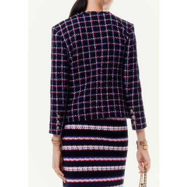 Cotton Fantasy Tweed Jacket - Navy/Red/Blu/Whi