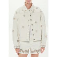 Embroided Denim Blouson - White