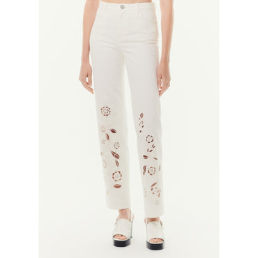 Embroided Denim Jeans - White