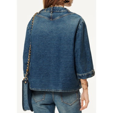 Washed Denim Blouse - Blue