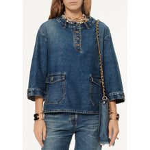 Washed Denim Blouse - Blue