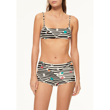 Printed Stretch Jersey Swimming Top - Bck/Ecru/Turq/Ora/Pin