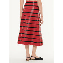 Calfskin Skirt - Red/Black