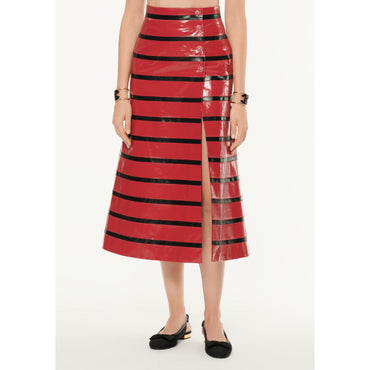 Calfskin Skirt - Red/Black