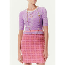 Cotton/Polyamid Knit Top - Lilac/White/Pink