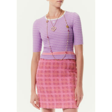 Cotton/Polyamid Knit Top - Lilac/White/Pink