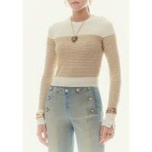 Cotton/Lurex Pullover - White/Golden