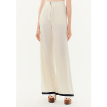 Cotton/Viscose Pants - Ecru/Black