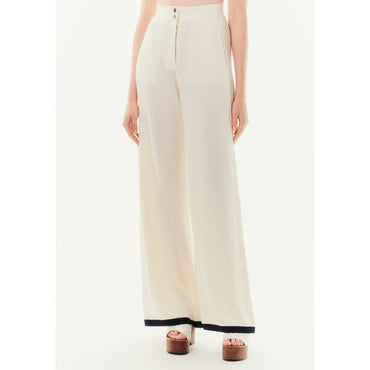 Cotton/Viscose Pants - Ecru/Black