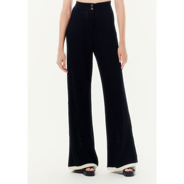 Cotton/Viscose Pants - Black/Ecru