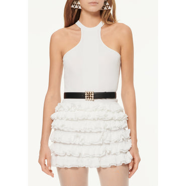 Cotton/Polyamide Knit Top - White