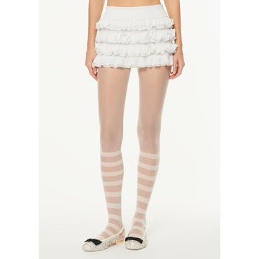 Cotton/Polyamide Culotte Skirt - White