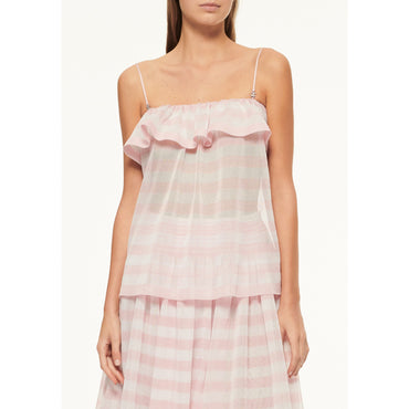 Viscose/Polyester Knit Top -  Pink/White