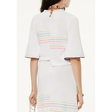Cotton/Polyamide Pullover - White/Multicolor