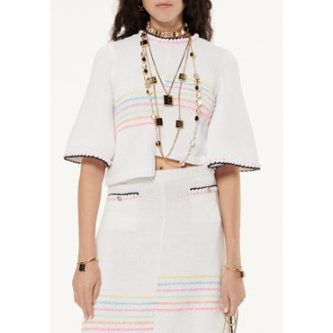 Cotton/Polyamide Pullover - White/Multicolor