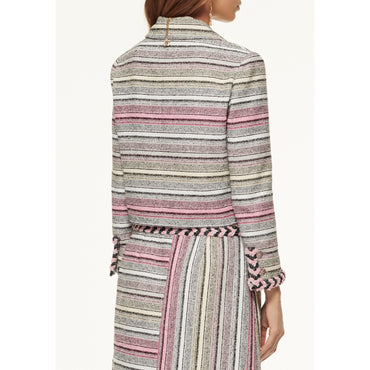 Striped Cotton Tweed Jacket - White/Black/Yel/Pink/Grey