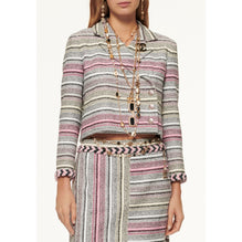 Striped Cotton Tweed Jacket - White/Black/Yel/Pink/Grey