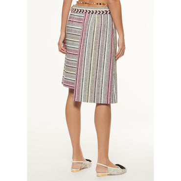 Striped Cotton Tweed Skirt - White/Black/Yel/Pink/Grey