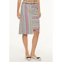 Striped Cotton Tweed Skirt - White/Black/Yel/Pink/Grey