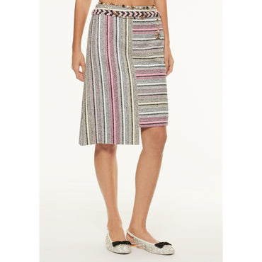 Striped Cotton Tweed Skirt - White/Black/Yel/Pink/Grey