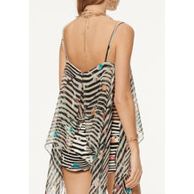 Printed Silk Muslin Top - Bck/Ecru/Turq/Ora/Pin