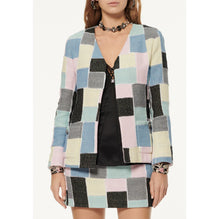 Patchwork Iri Cot Tweed Jacket - Pink/Blue/Green/Black/Yel