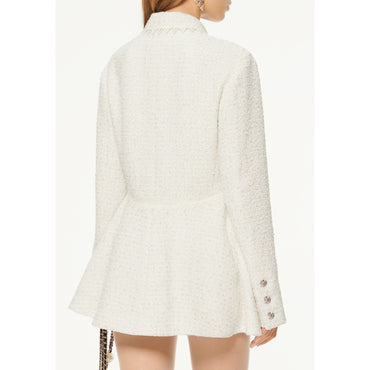 Glittered Tweed Jacket - Ecru/White