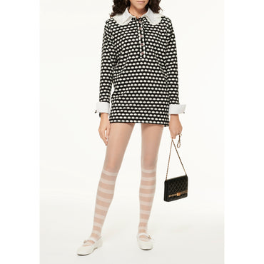 Figured Cotton Jersey Dress - Black/White