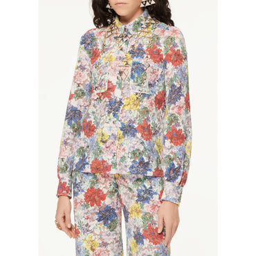 Fantasy Cotton Lace Blouse - White/Red/Yel/Blue/Green