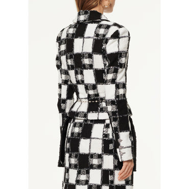 Glit Embr Patchwork Tweed Jacket - Black/White