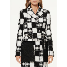 Glit Embr Patchwork Tweed Jacket - Black/White