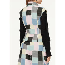 Patchwork Iri Cot Tweed Vest - Pink/Blue/Green/Black/Yel