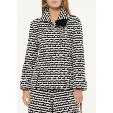 Glittered Embr Crochet Jacket - Black/White